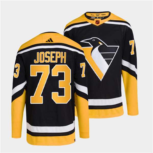 Men%27s Pittsburgh Penguins #73 Pierre-Olivier Joseph Black 2022 Reverse Retro Stitched Jersey Dzhi->pittsburgh penguins->NHL Jersey